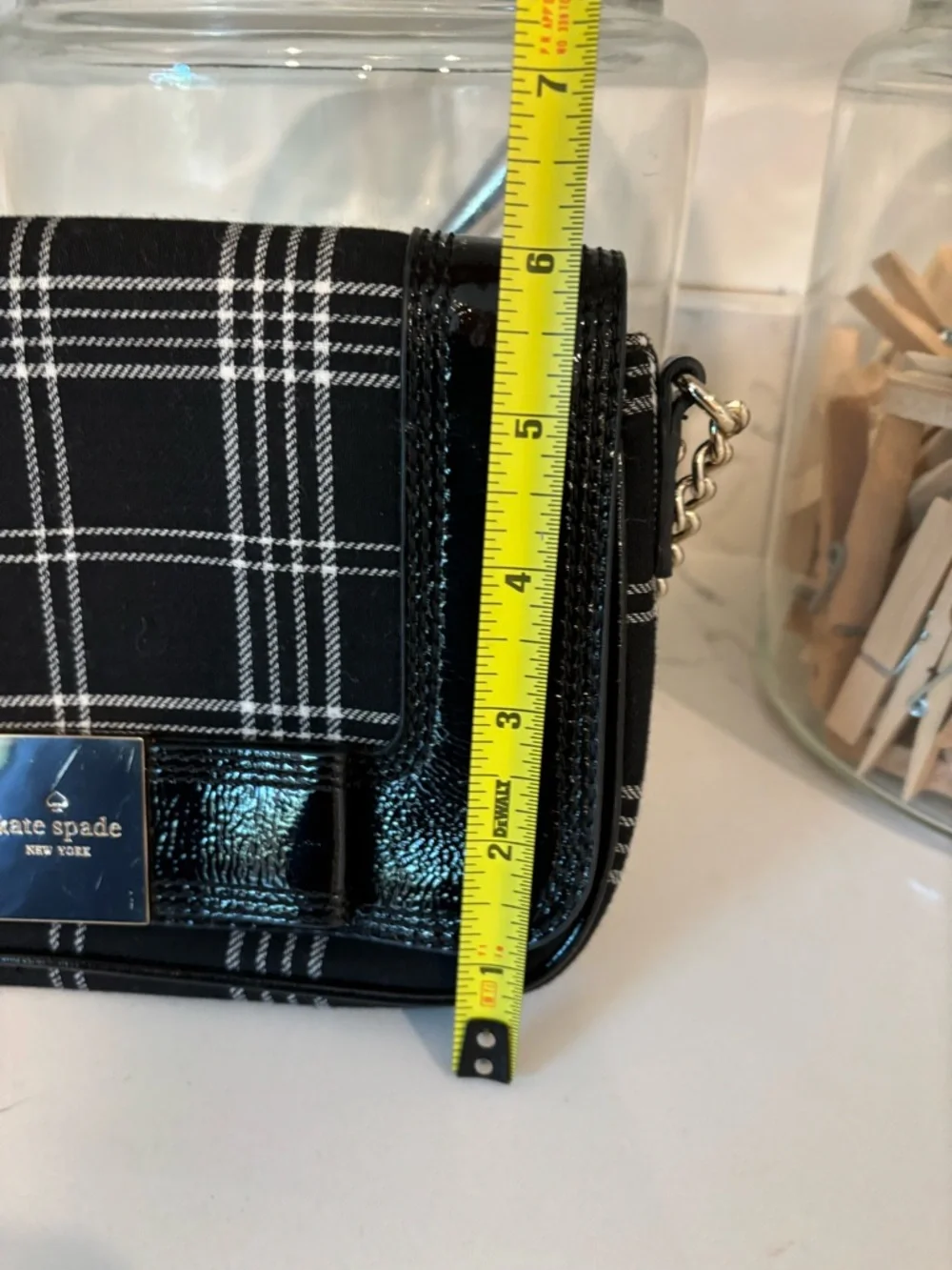 Kate Spade Primrose Hill Little Kailen Crossbody Plaid Fabric Patent Leather Bow
